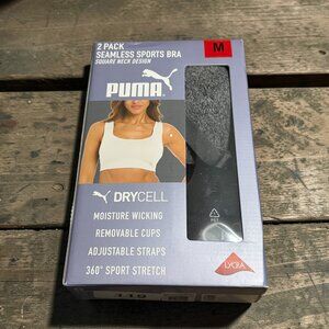 Puma Women's Seamless Sports Bra Grey/Black - 2 Pack, NWT - Medium
